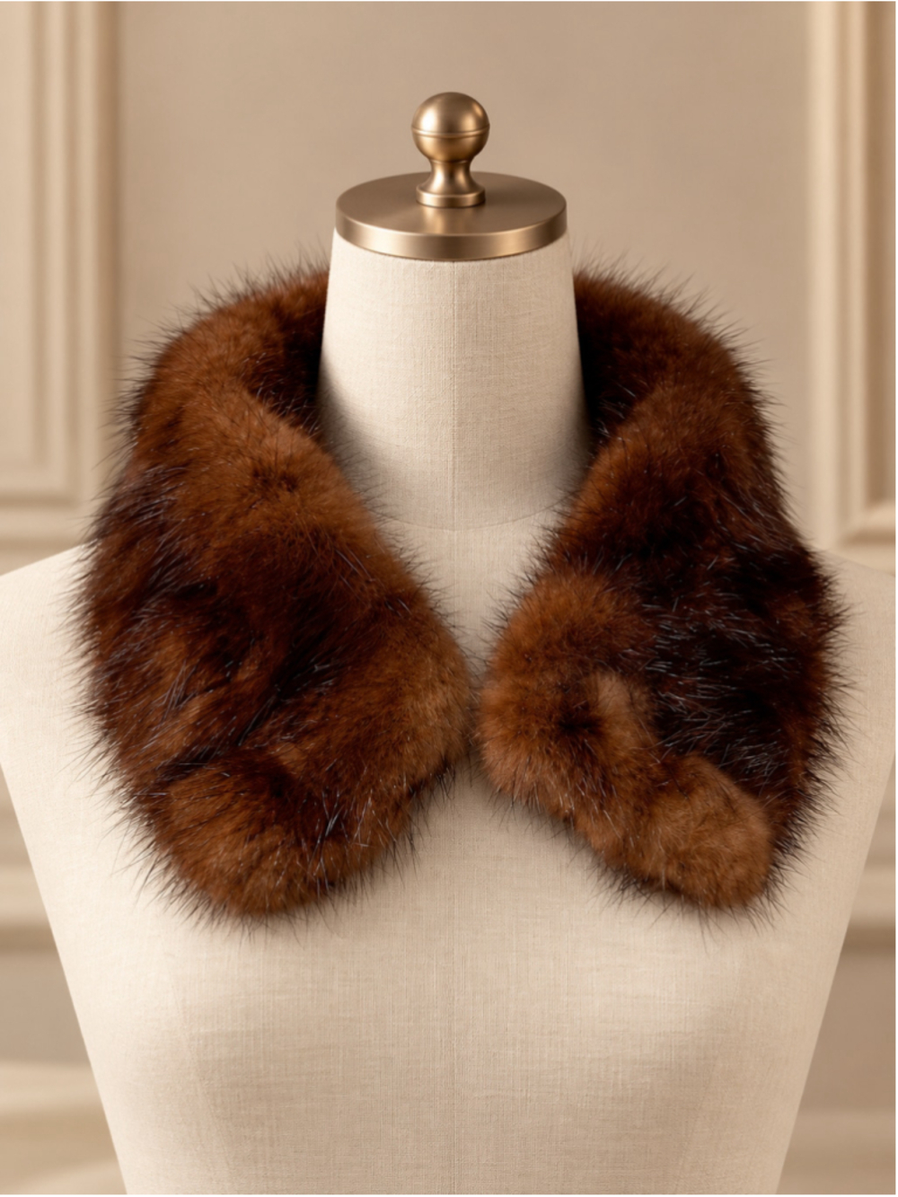 Genuine Mahogany Mink Fur Collar – Luxury Fur Accessory – 24”